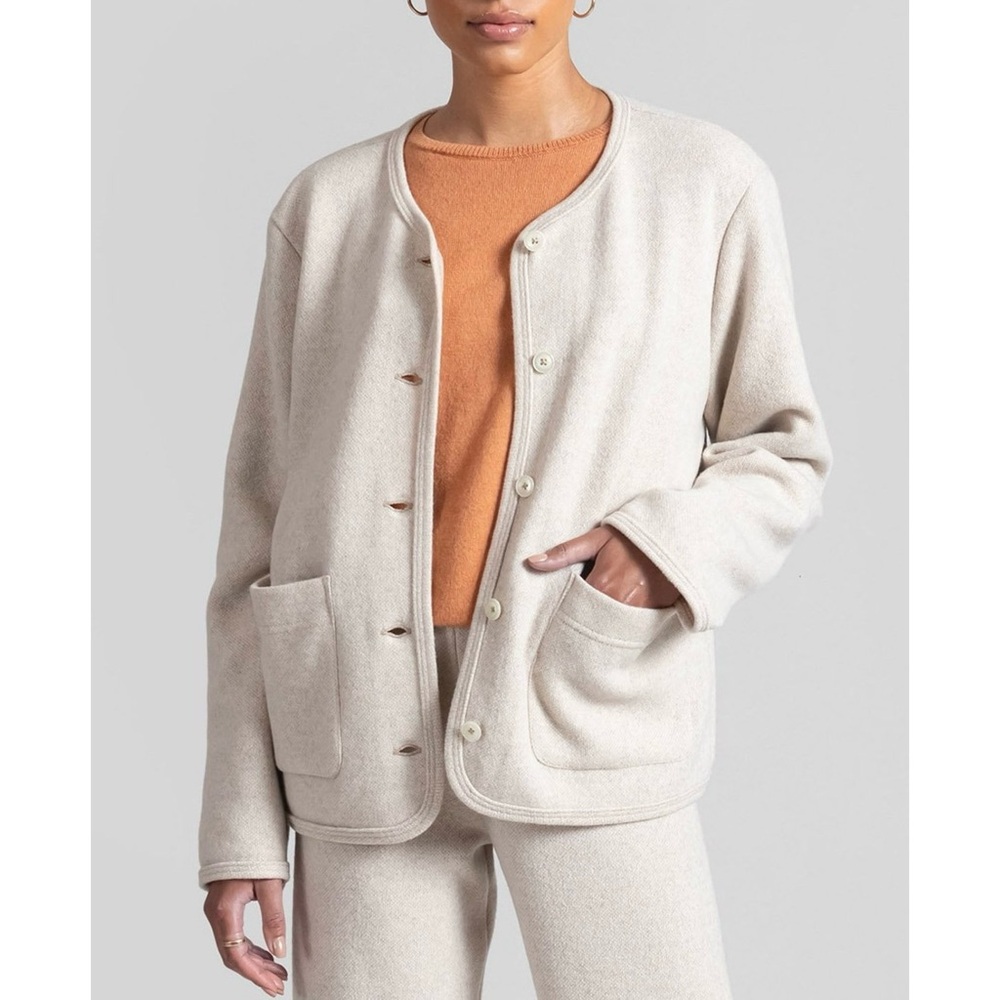 LESET Cream Button Front Cardigan